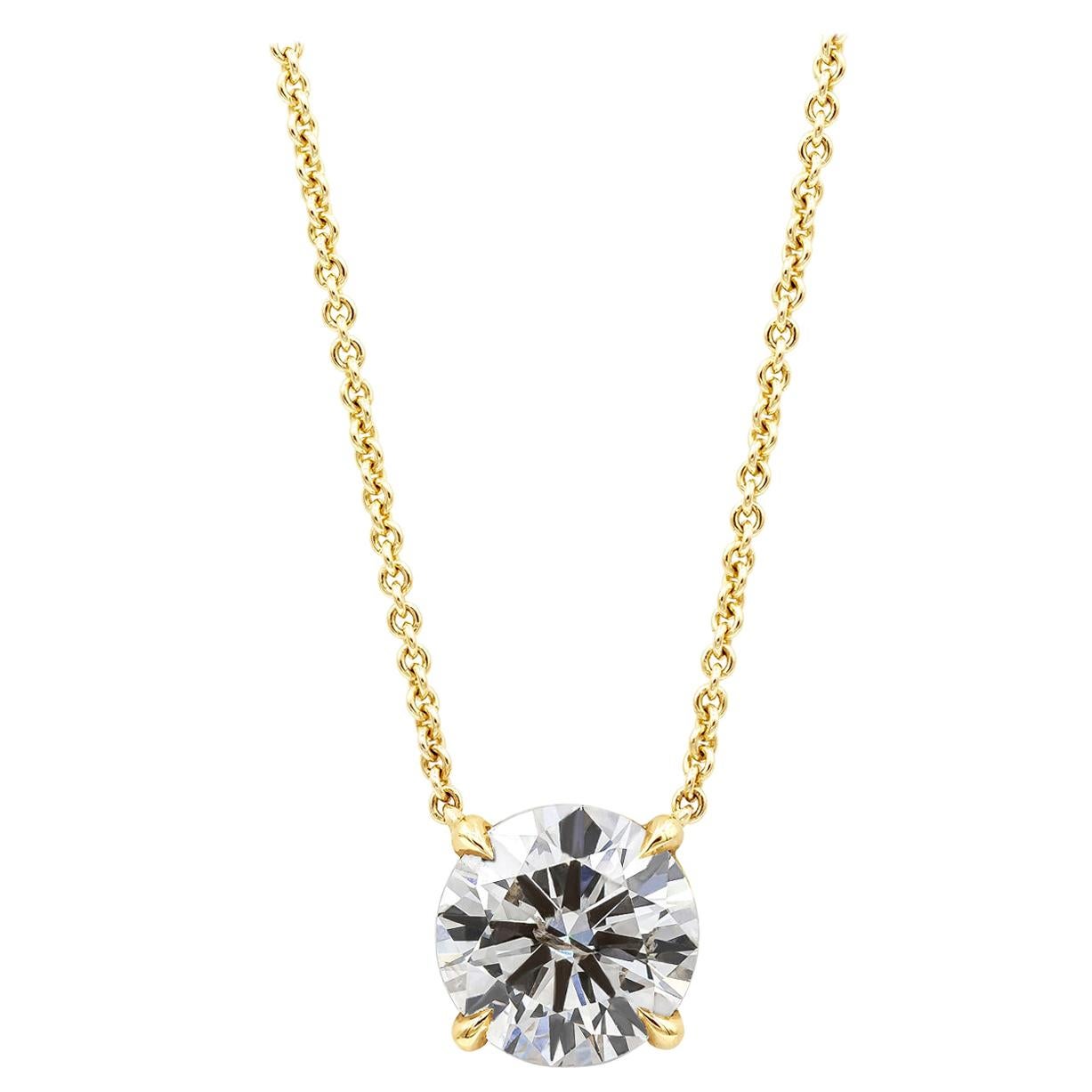 Roman Malakov 2.01 Carats Brilliant Round Diamond Solitaire Pendant Necklace For Sale