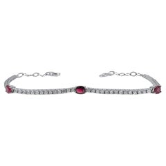 Bracciale regolabile con rubini e diamanti da 2,01 carati in oro bianco 14K
