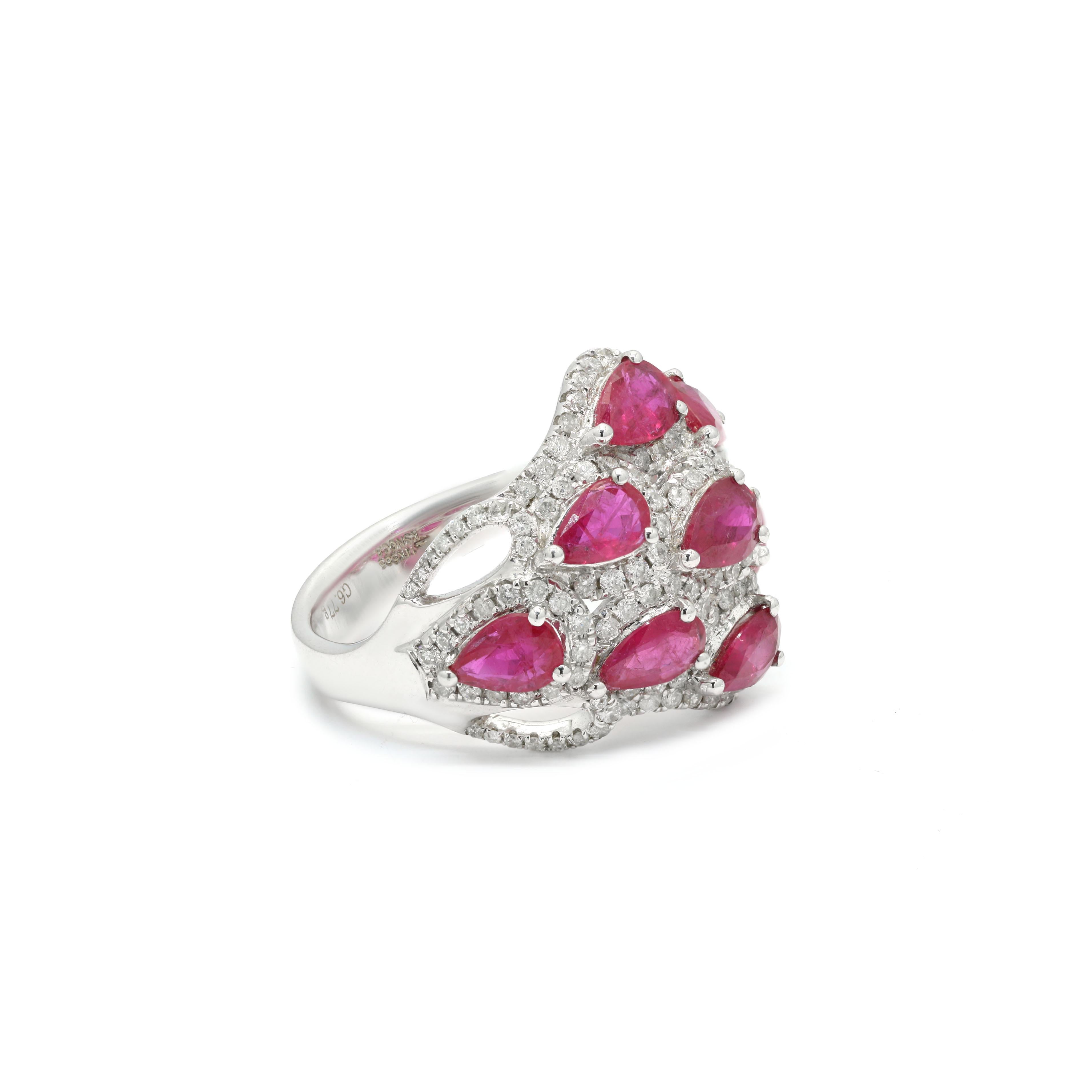 For Sale:  2.01 Carat Ruby and Diamond Cocktail Ring in 18K White Gold  3