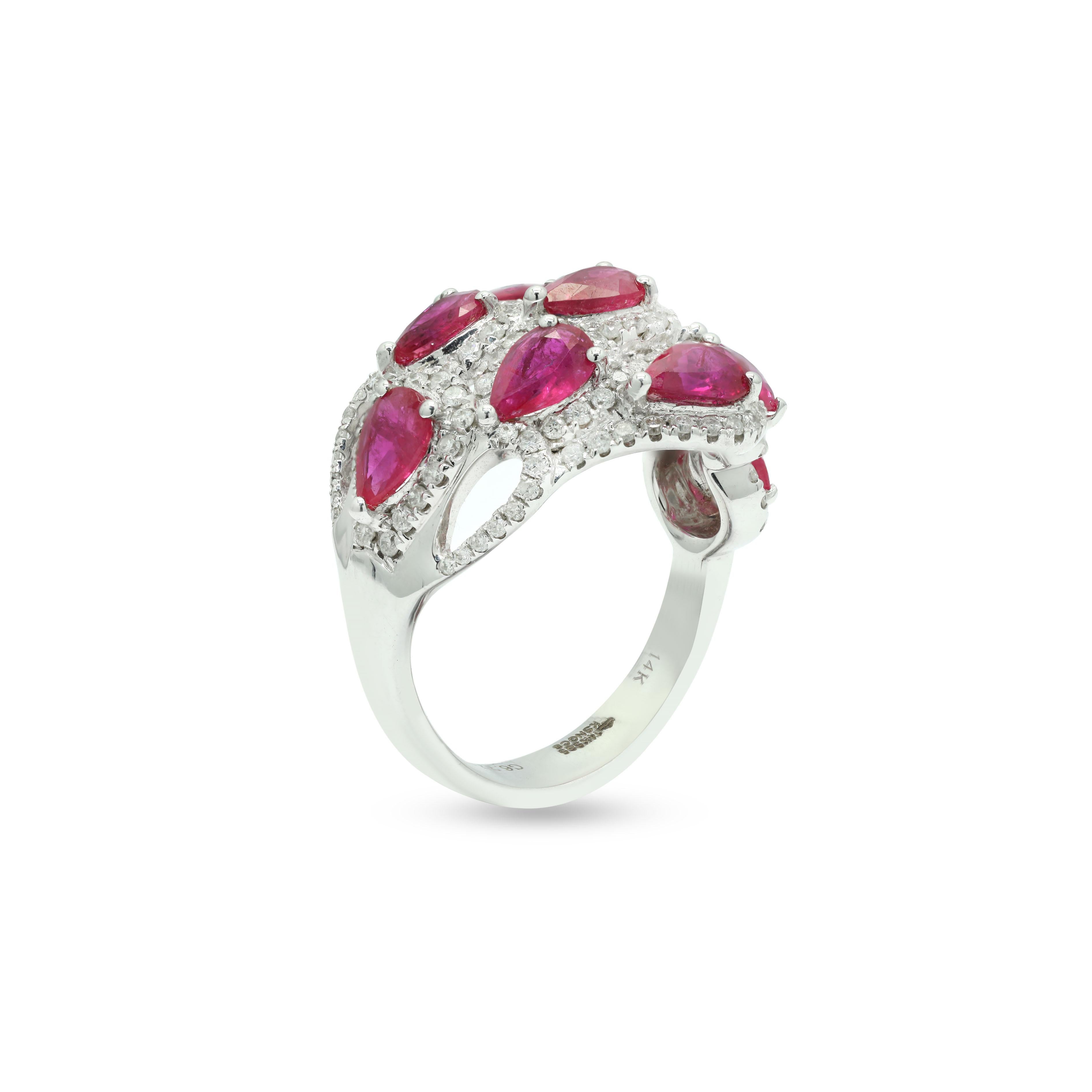 For Sale:  2.01 Carat Ruby and Diamond Cocktail Ring in 18K White Gold  6