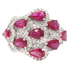 2.01 Carat Ruby and Diamond Cocktail Ring in 18K White Gold 