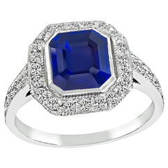 Vintage 2.01 Carat Sapphire 0.60 Carat Diamond Engagement Ring