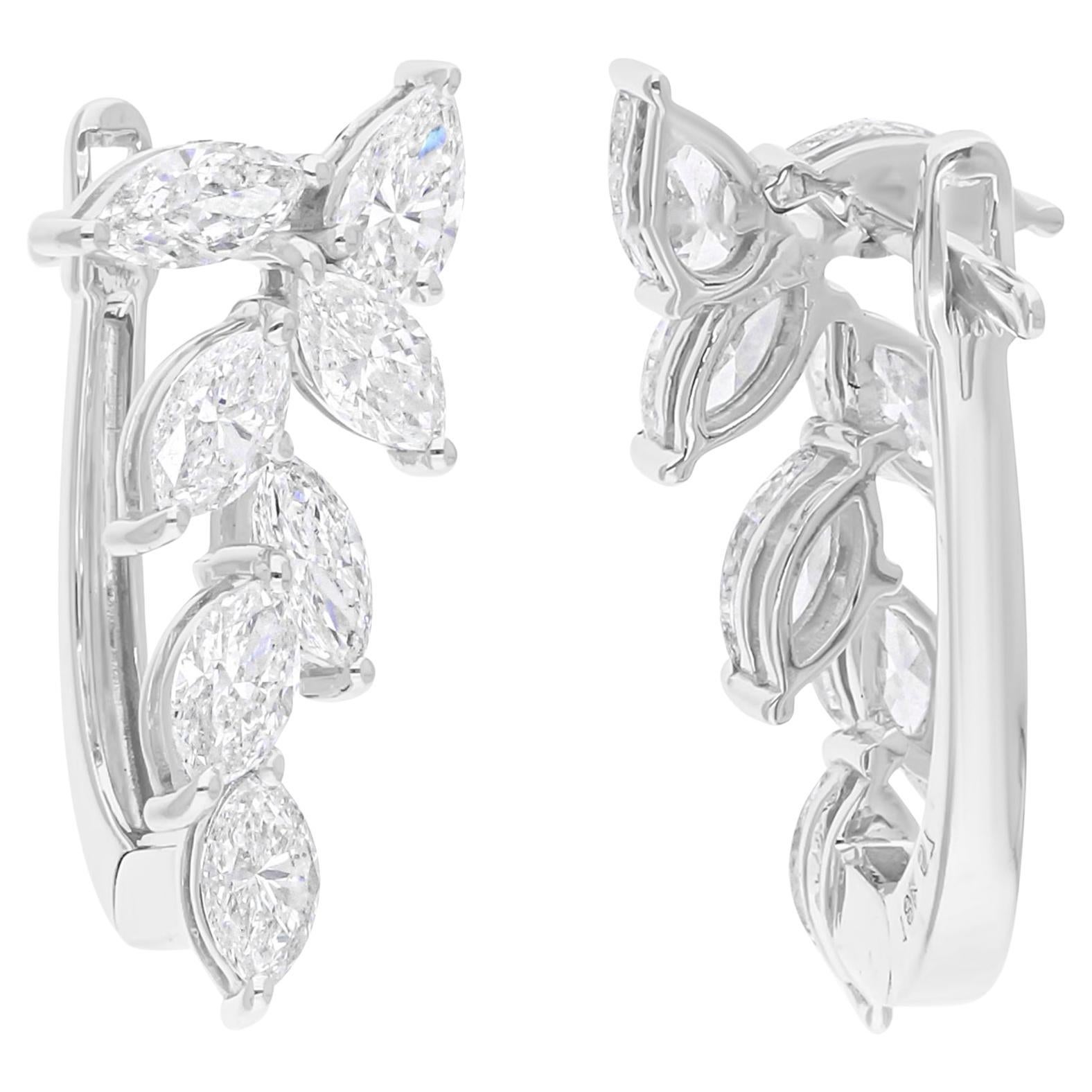 2.01 Carat SI/H Pear Marquise Brilliant Cut Diamond Earrings 14 Karat White Gold