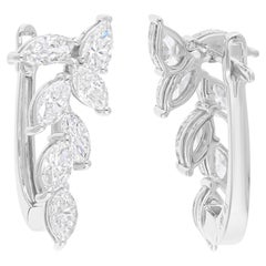 2.01 Carat SI/H Pear Marquise Brilliant Cut Diamond Earrings 14 Karat White Gold