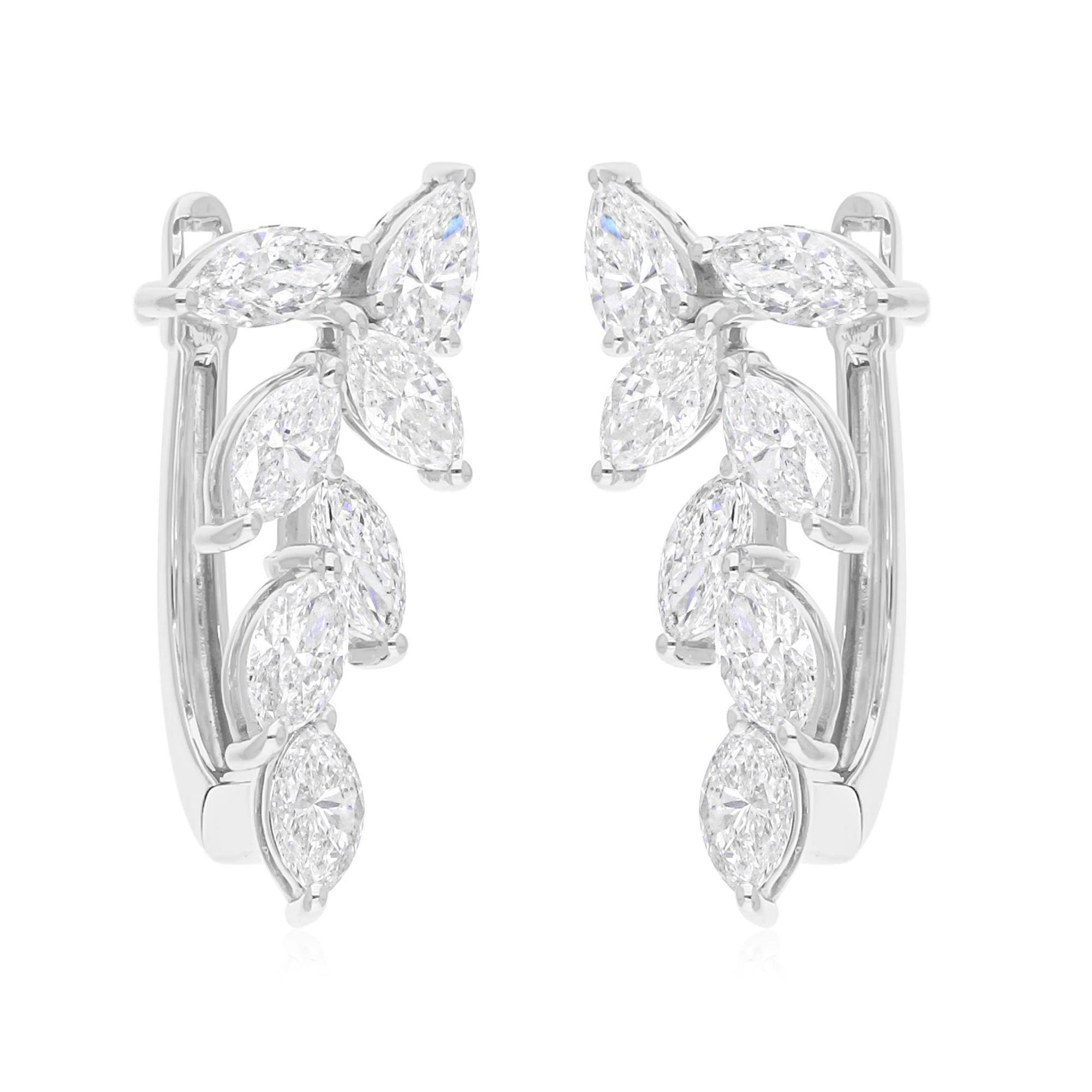 2,01 Karat SI/H Birnen-Diamant-Ohrringe aus 18 Karat Weißgold mit Marquise- Brillantschliff (Tropfenschliff) im Angebot