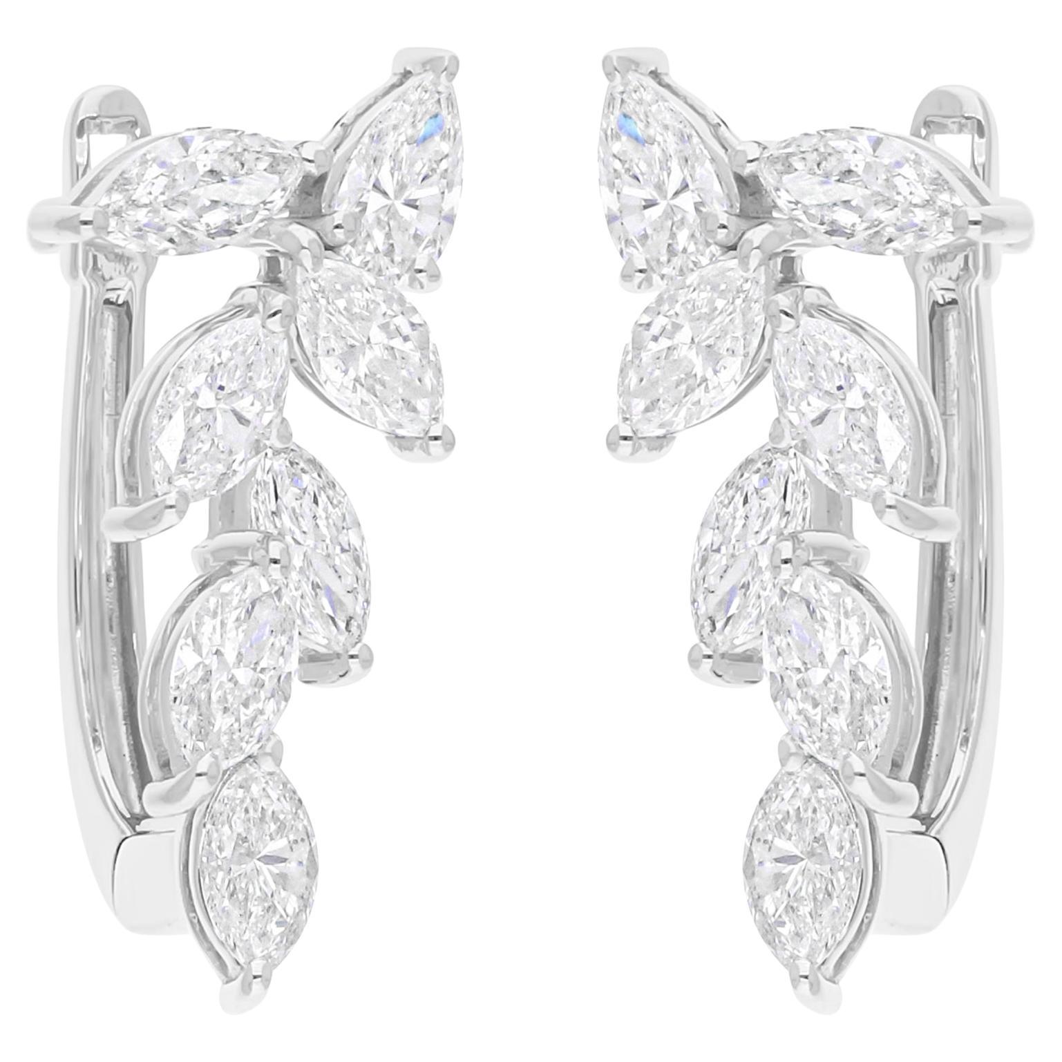 2,01 Carati SI/H Pear Marquise Brilliante Taglio Diamante Orecchini in Oro Bianco 18 Karati