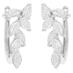 2.01 Carat SI/H Pear Marquise Brilliant Cut Diamond Earrings 18 Karat White Gold