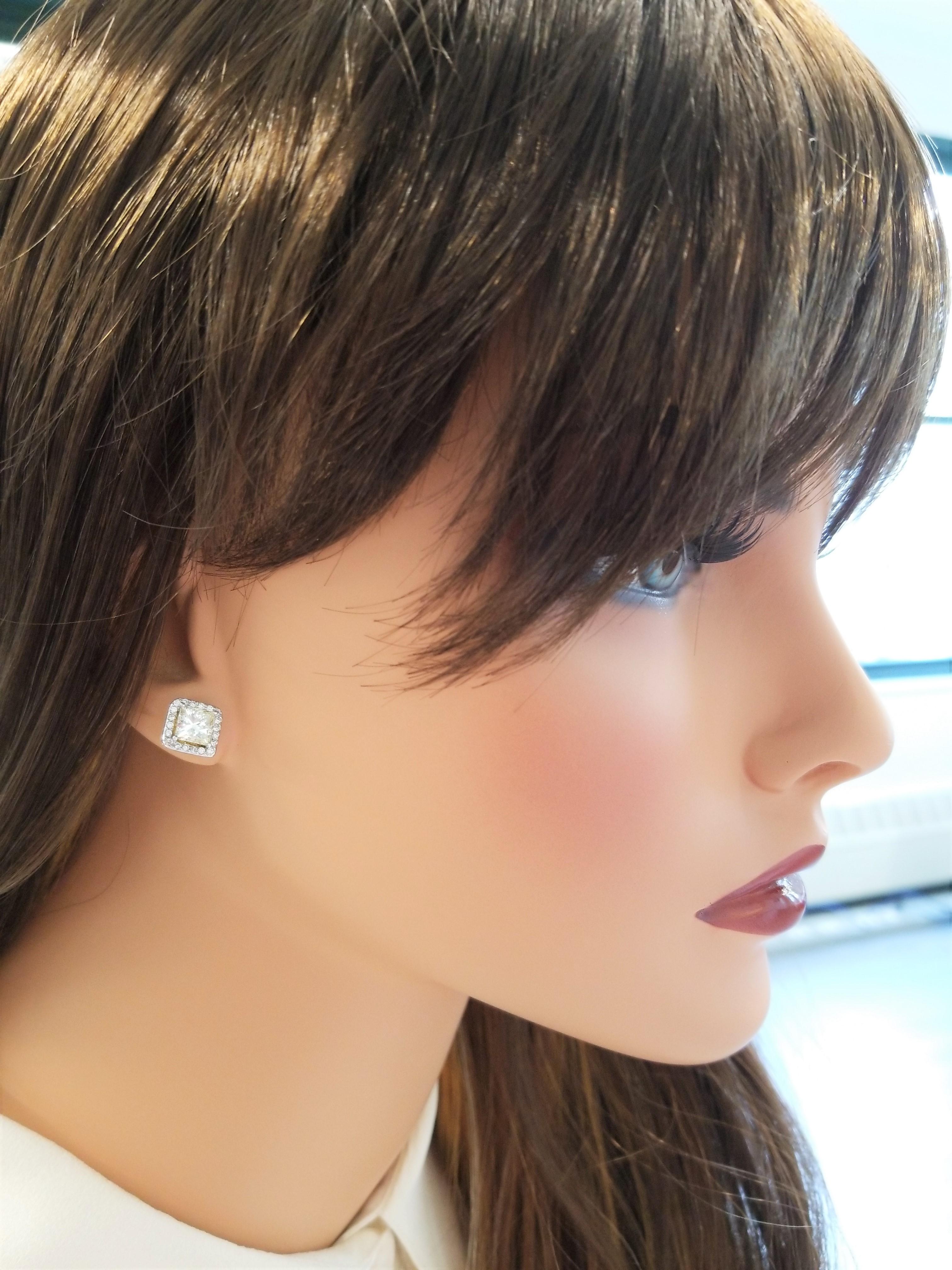 single princess cut diamond earring