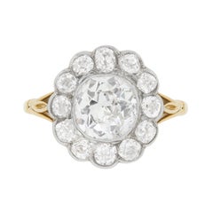2.01 Carat Victorian Diamond Cluster Ring, circa 1900s