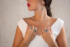 2.01 Carats Emerald Diamond 14 Karat White Gold Galaxy Ring