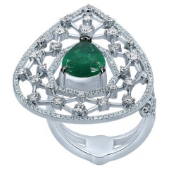 2.01 Carats Emerald Diamond 18 Karat White Gold Galaxy Ring