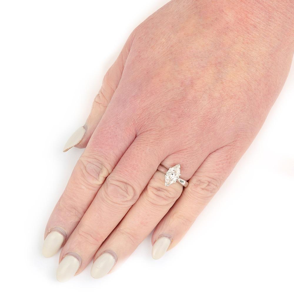 2.01ct Marquise Diamond 18 Karat White Gold Platinum Engagement Ring, I Color 6
