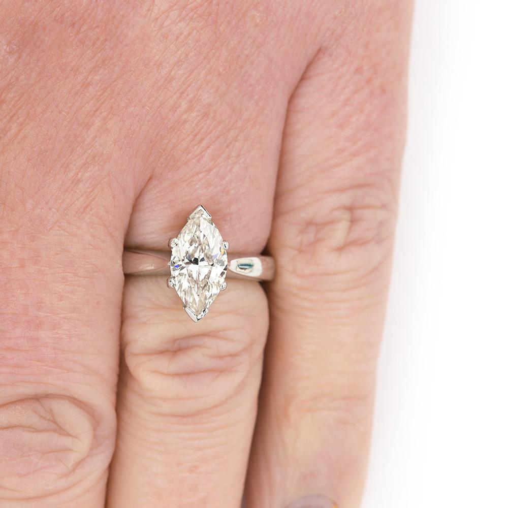 2.01ct Marquise Diamond 18 Karat White Gold Platinum Engagement Ring, I Color 7