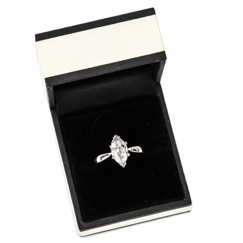 2.01ct Marquise Diamond 18 Karat White Gold Platinum Engagement Ring, I Color 8
