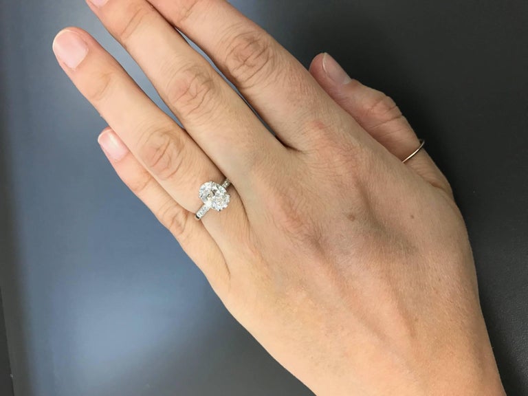 2.01 Carat Oval Diamond GIA Graded D Color VS1 Clarity Platinum Ring