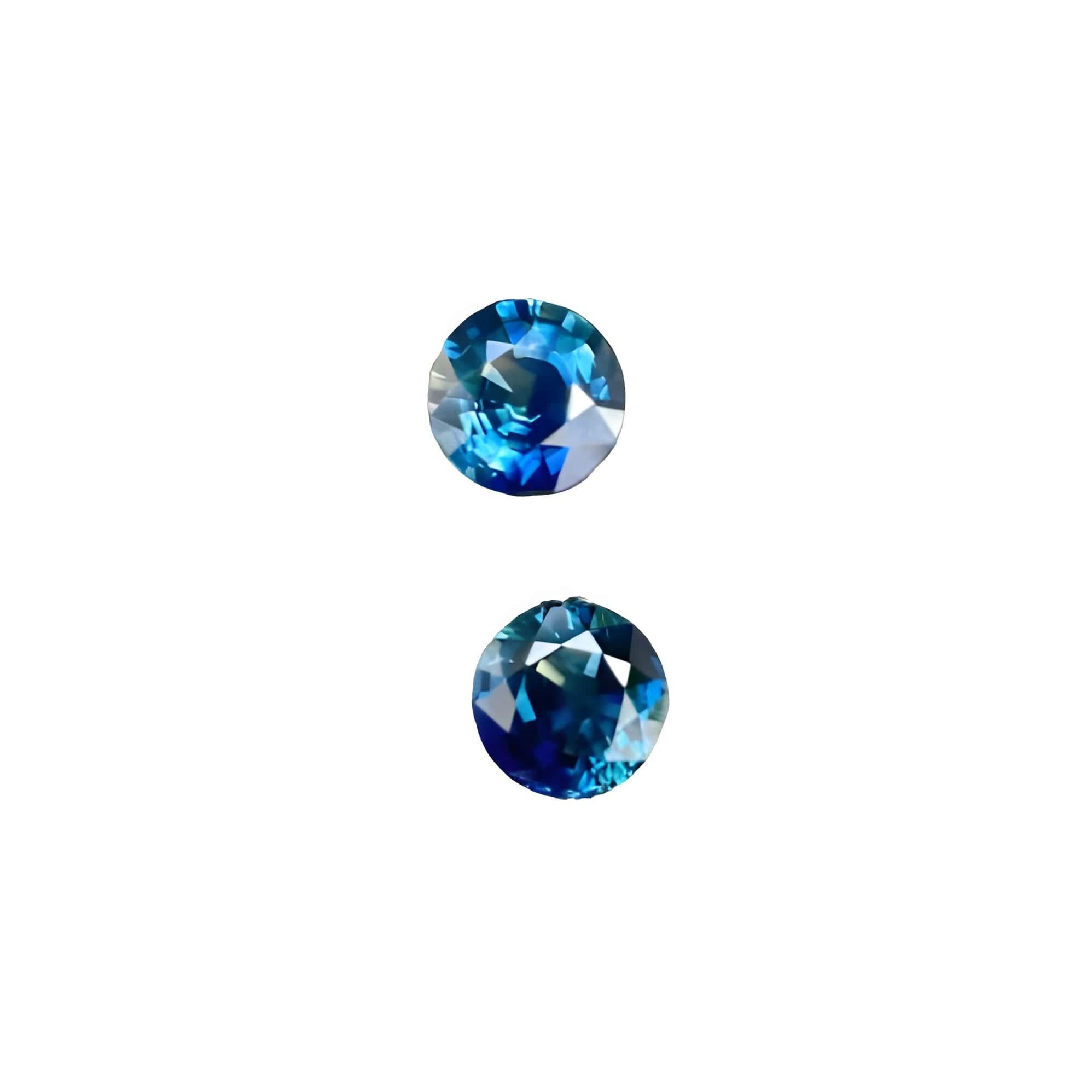 Women's or Men's 2.01 carats Teal Blue Sapphire Pair Round Cut Natural Madagascar's Gemstone For Sale