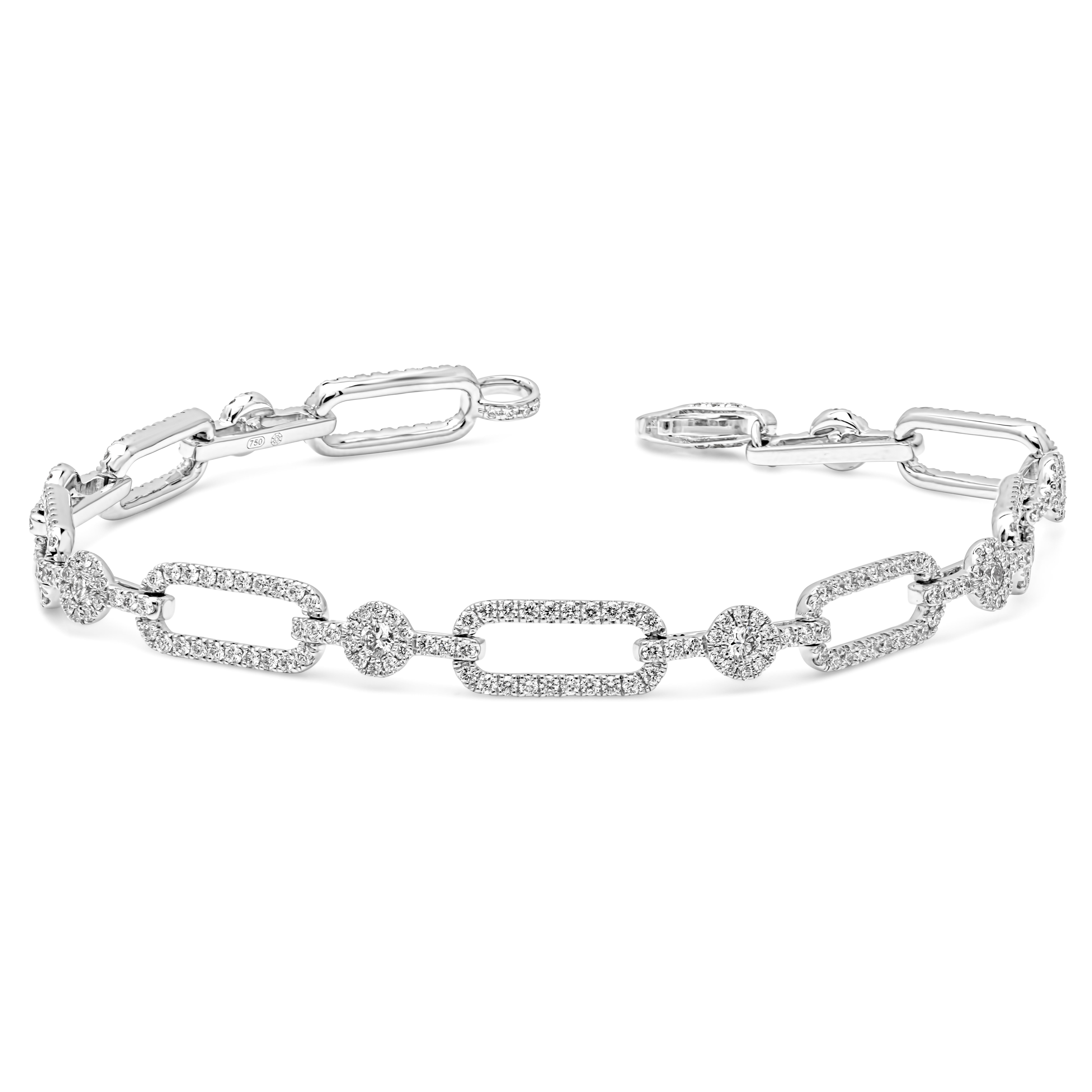 2,01 Karat Gesamtbrillant Rundschliff Diamant A Link Armband mit durchbrochenem Design (Zeitgenössisch) im Angebot