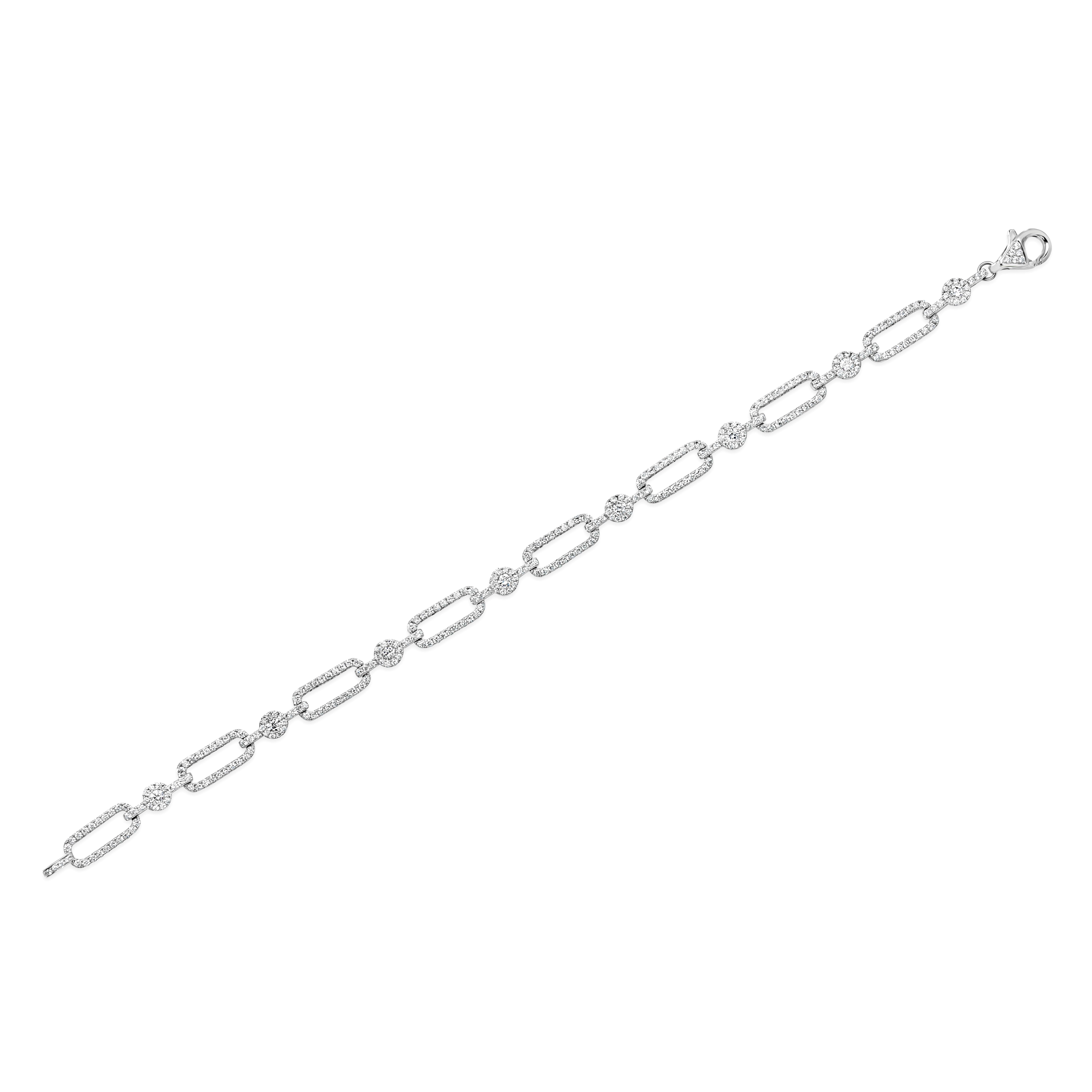 2,01 Karat Gesamtbrillant Rundschliff Diamant A Link Armband mit durchbrochenem Design im Zustand „Neu“ im Angebot in New York, NY