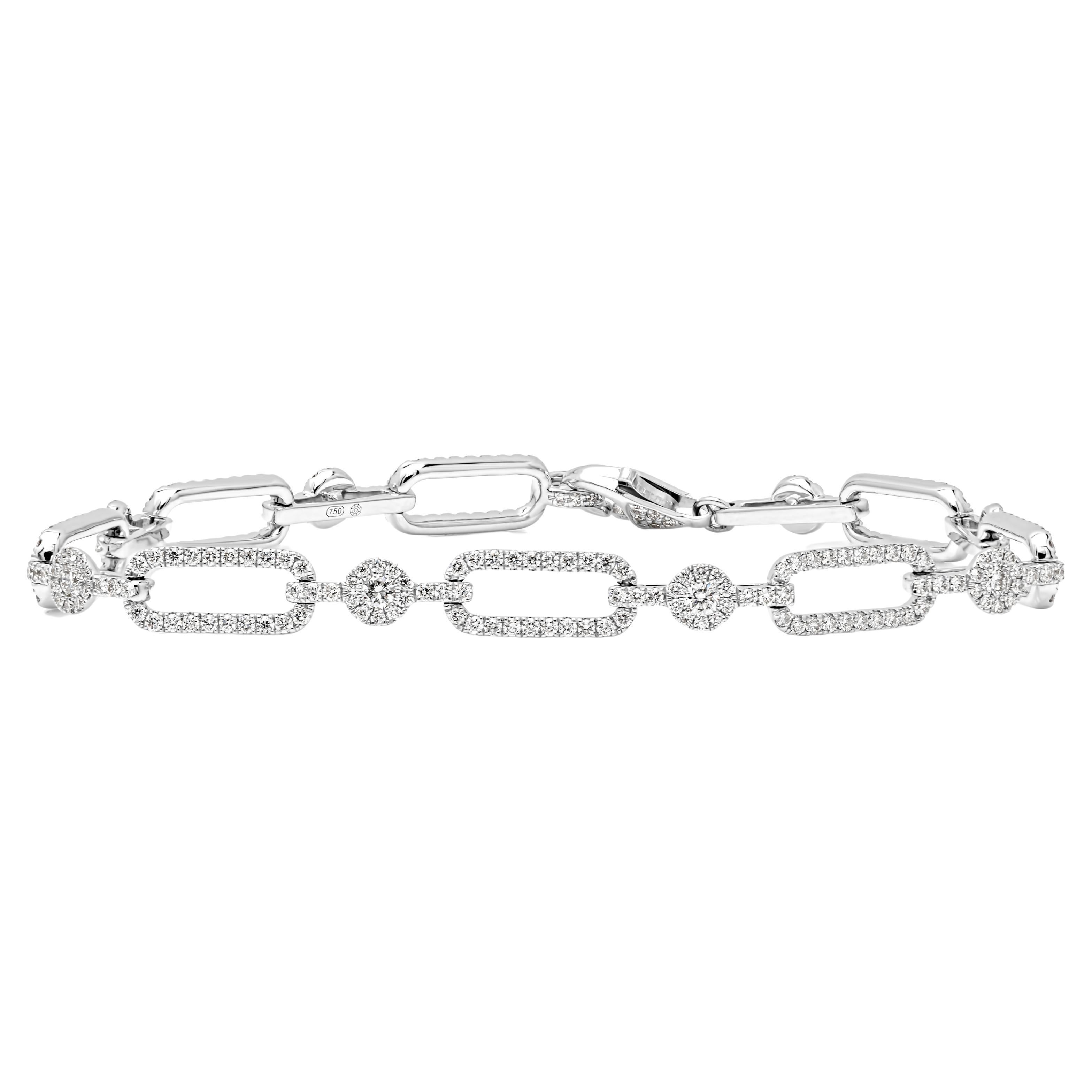2,01 Karat Gesamtbrillant Rundschliff Diamant A Link Armband mit durchbrochenem Design im Angebot