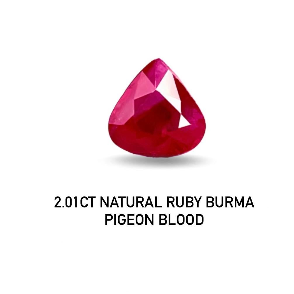 2.01 Ct AIGS Certified  Ruby Burma Pigeon Blood Color heated gemstone For Sale 3