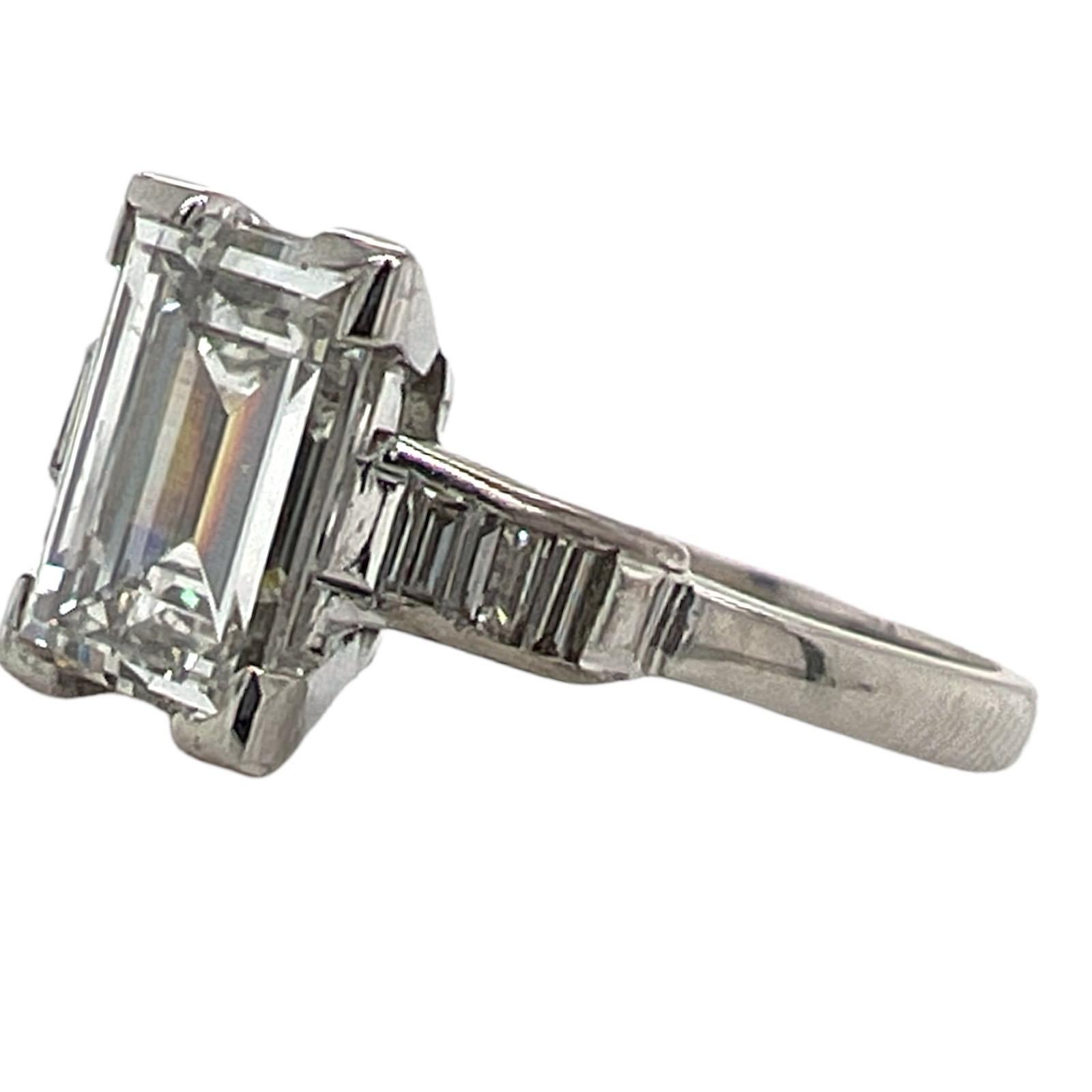 Emerald Cut 2.01 CT Diamond Solitaire Platinum Engagement Ring Vintage GIA F/SI1