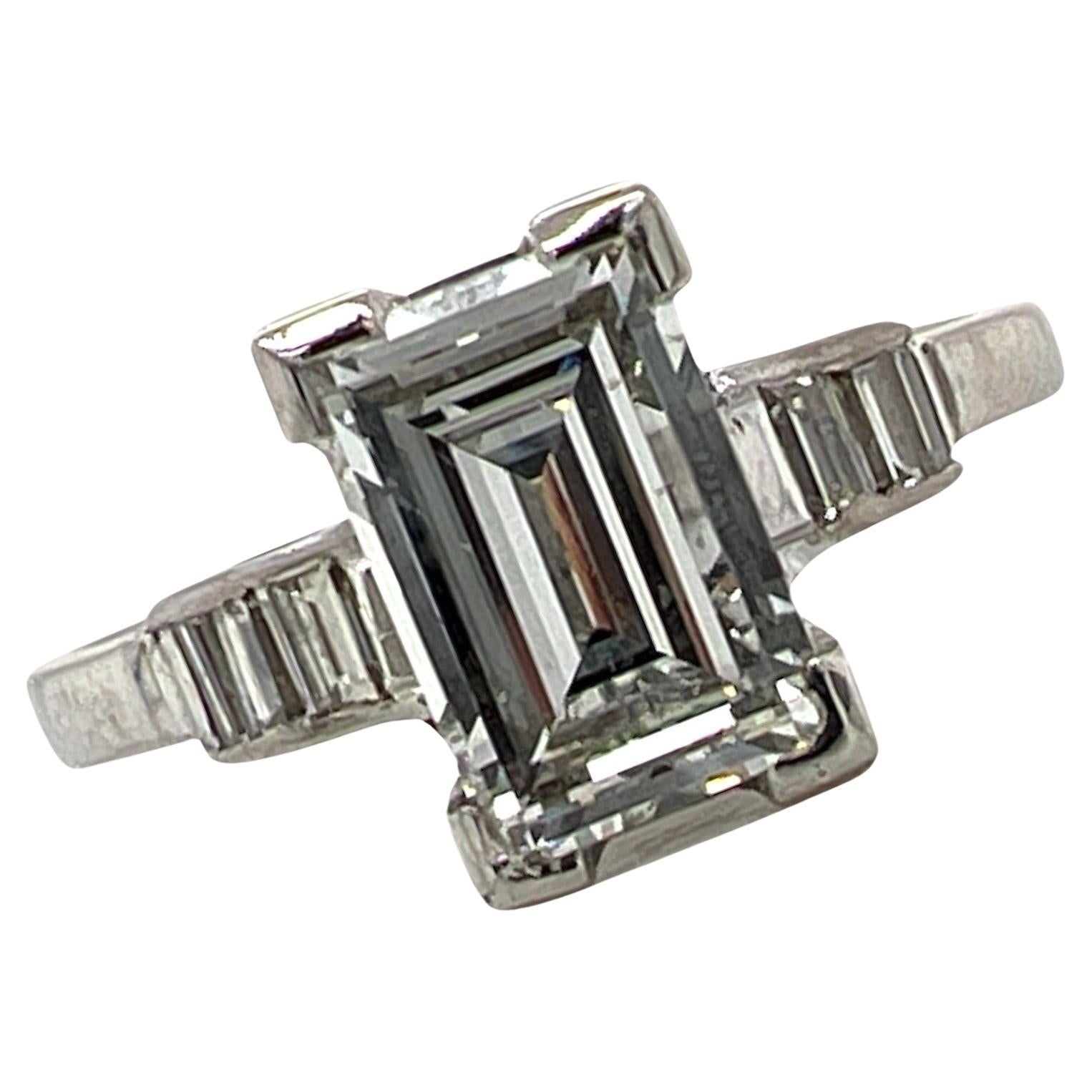 2.01 CT Diamond Solitaire Platinum Engagement Ring Vintage GIA F/SI1