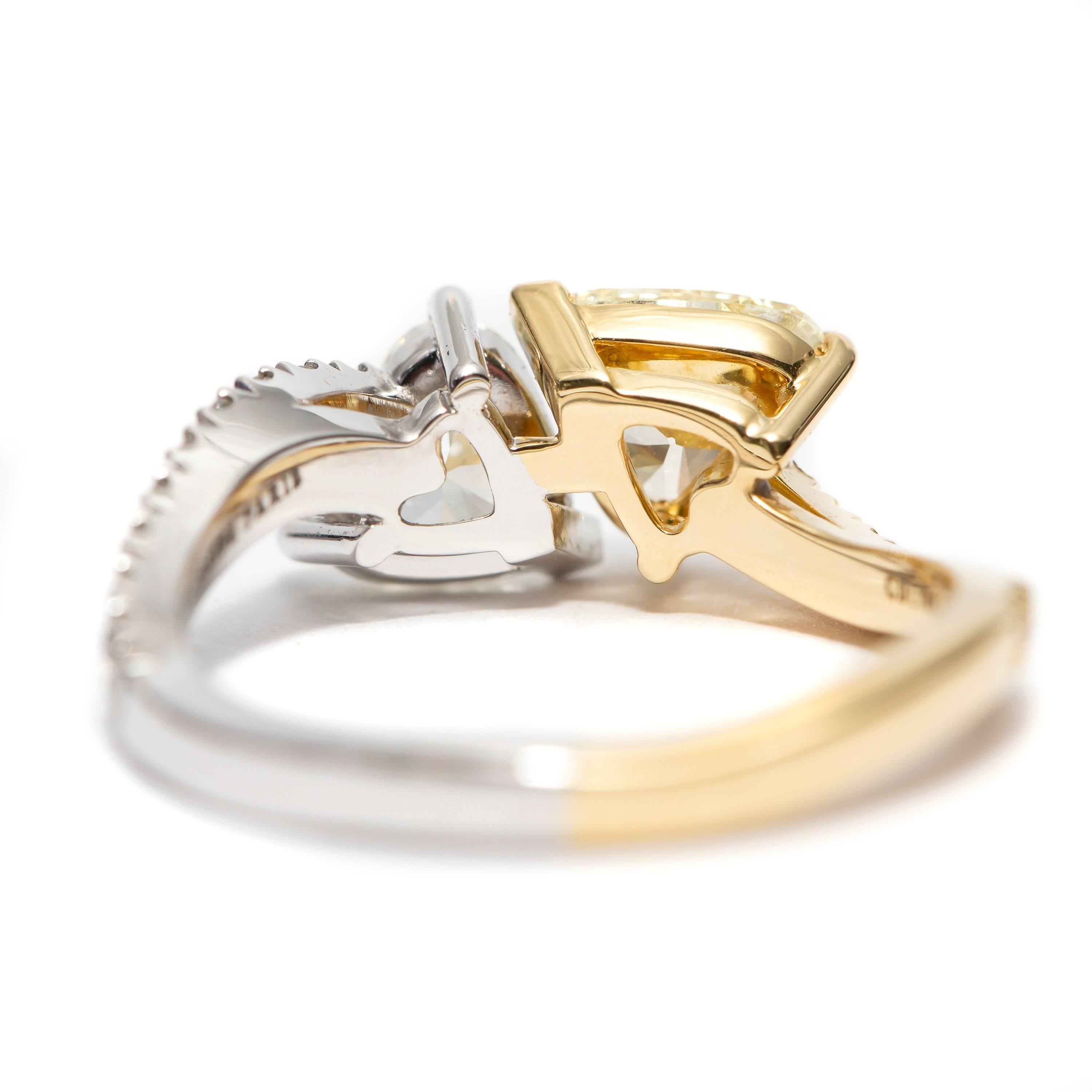 2.01 CT Double Heart Shape 18 KT Gold Platinum Bespoke Diamond Engagement Ring  1