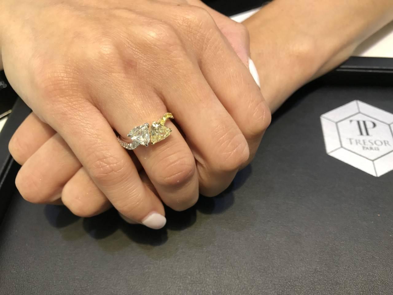2.01 CT Double Heart Shape 18 KT Gold Platinum Bespoke Diamond Engagement Ring  3