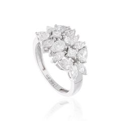 2.01 Ct. Marquise Pear Princess Cut Diamond Ring 18 Karat White Gold Jewelry