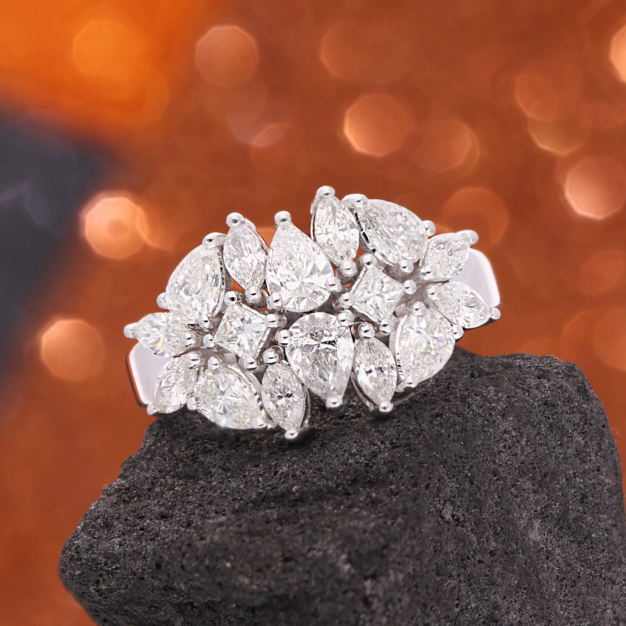 Marquise Cut 2.01 Ct. Marquise Pear Princess Cut Diamond Ring 18 Karat White Gold Jewelry For Sale