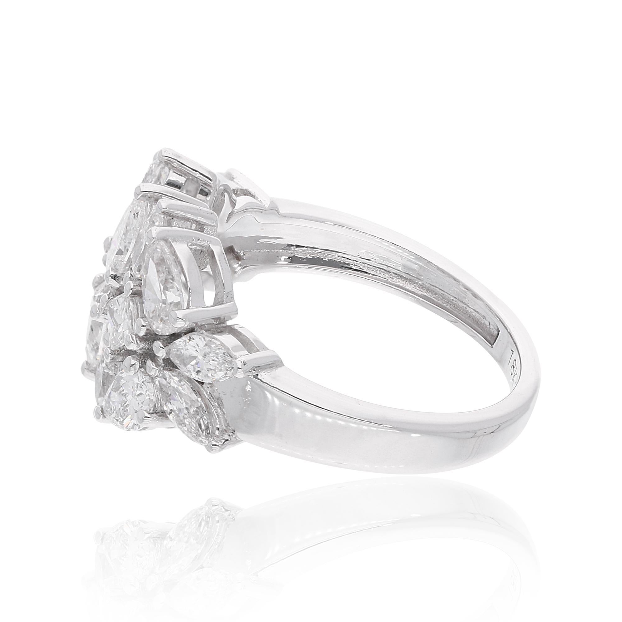 2.01 Ct. Marquise Pear Princess Cut Diamond Ring 18 Karat White Gold Jewelry In New Condition For Sale In Diera, Dubai