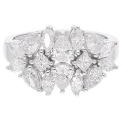 2.01 Ct. Marquise Pear Princess Cut Diamond Ring 18 Karat White Gold Jewelry