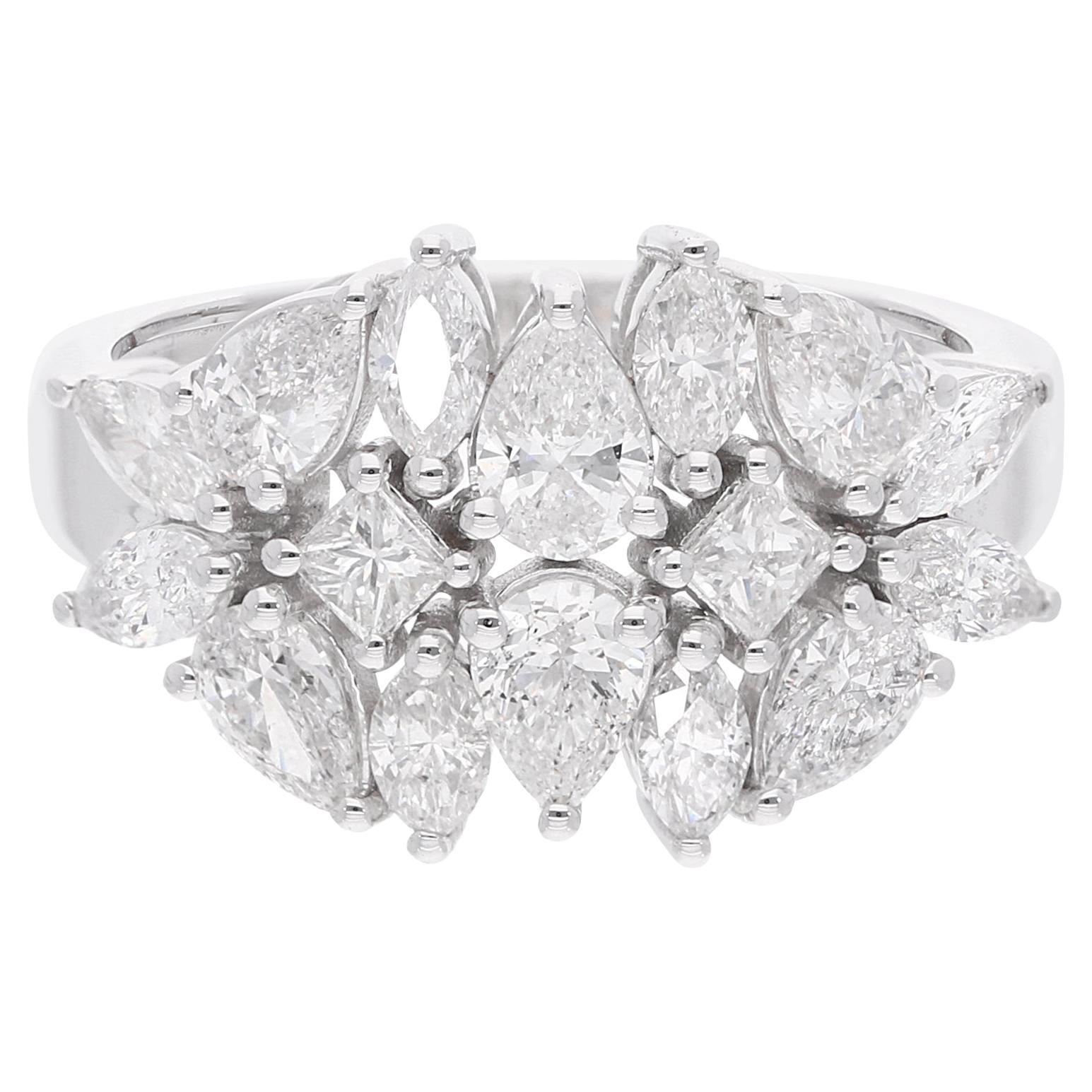 Im Angebot: 2,01 ct. Marquise-Diamantring mit birnenförmigem Prinzessinnenschliff aus 18 Karat Weißgold Neu ()