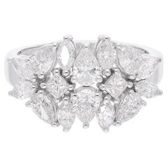 2.01 Ct. Marquise Pear Princess Cut Diamond Ring 18 Karat White Gold Jewelry New