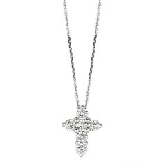 2.01 Ct Natural Diamond Cross Necklace 14K White Gold G SI Chain
