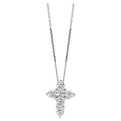 Collier en forme de croix en or blanc 14 carats avec diamants naturels 2,01 carats et chaîne G SI