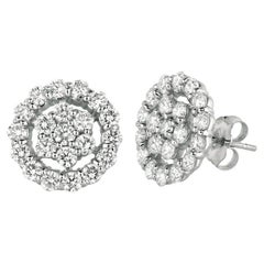 Boucles d'oreilles en or blanc 14 carats avec diamants naturels de 2,01 carats G SI