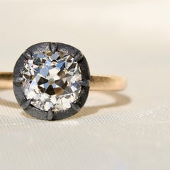 2.01 ct old mine cut diamond solitaire ring, Georgian collet setting, GIA cert