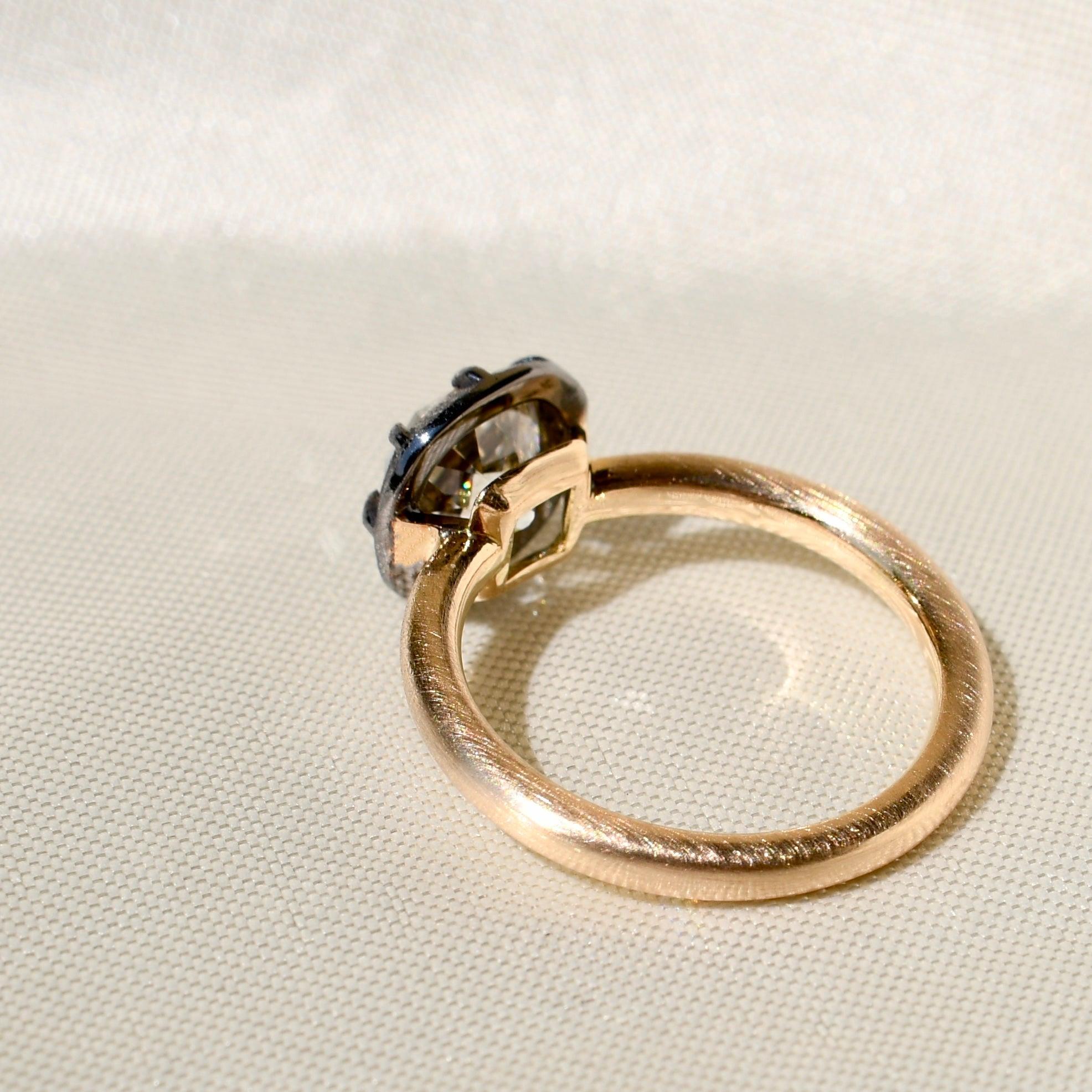 2.01 ct old mine cut diamond solitaire ring, Georgian collet setting, GIA cert In New Condition For Sale In Magdeburg, DE