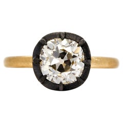 2.01 ct old mine cut diamond solitaire ring, Georgian collet setting, GIA cert