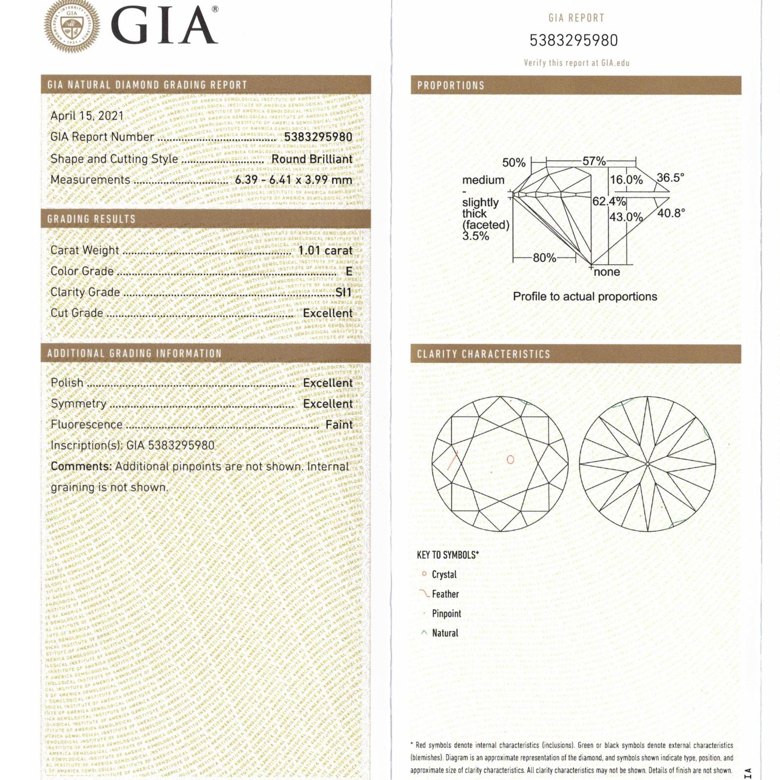 Taglio rotondo Orecchini con diamanti 2,01 CTW GIA E/SI1 Triplo Eccellente Oro Bianco Martini in vendita