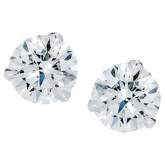 2.01 CTW Diamond Stud Earrings GIA E/SI1 Triple Excellent White Gold Martini