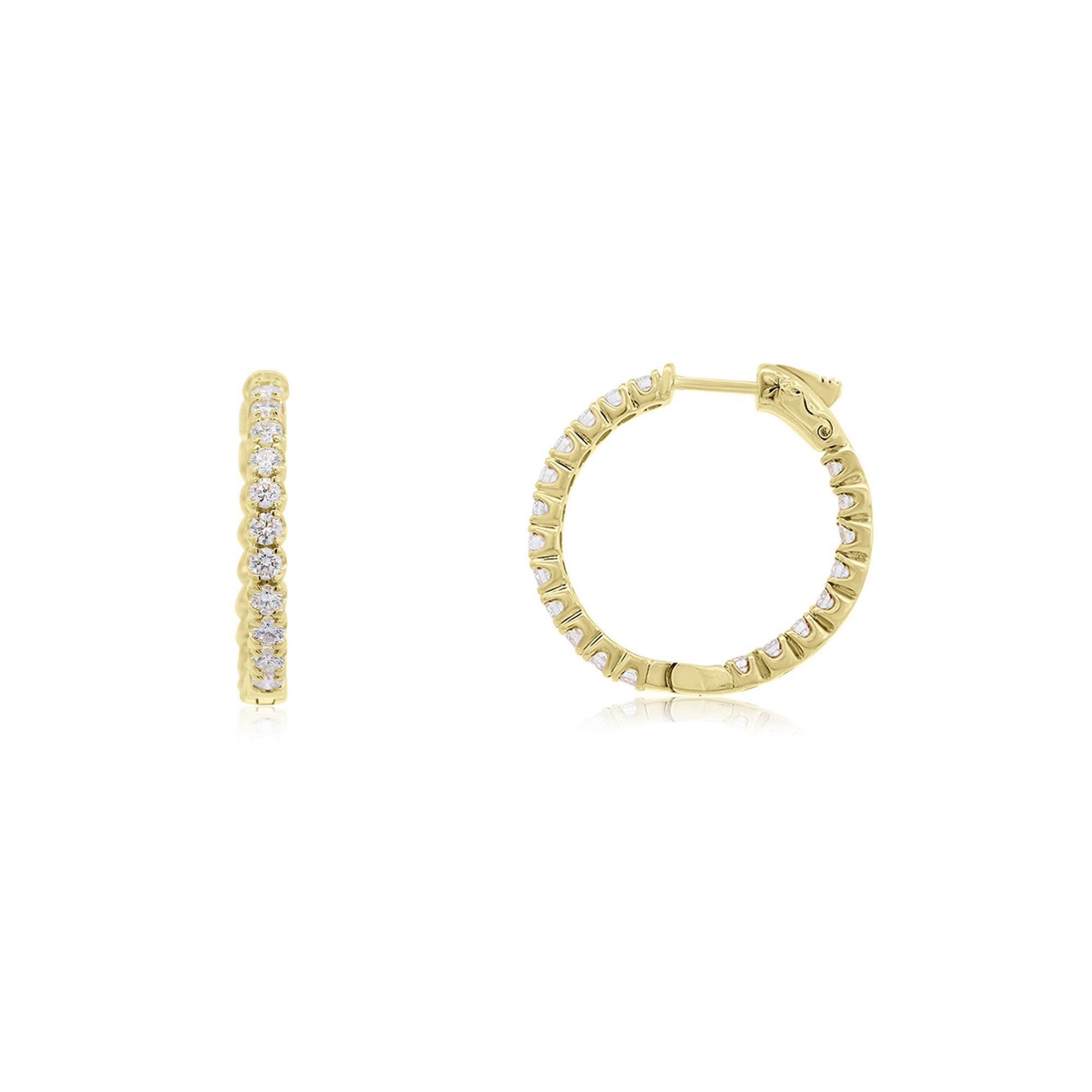 Contemporain Boucles d'oreilles en or jaune 14 carats avec diamant blanc de 2.01 CTW en vente