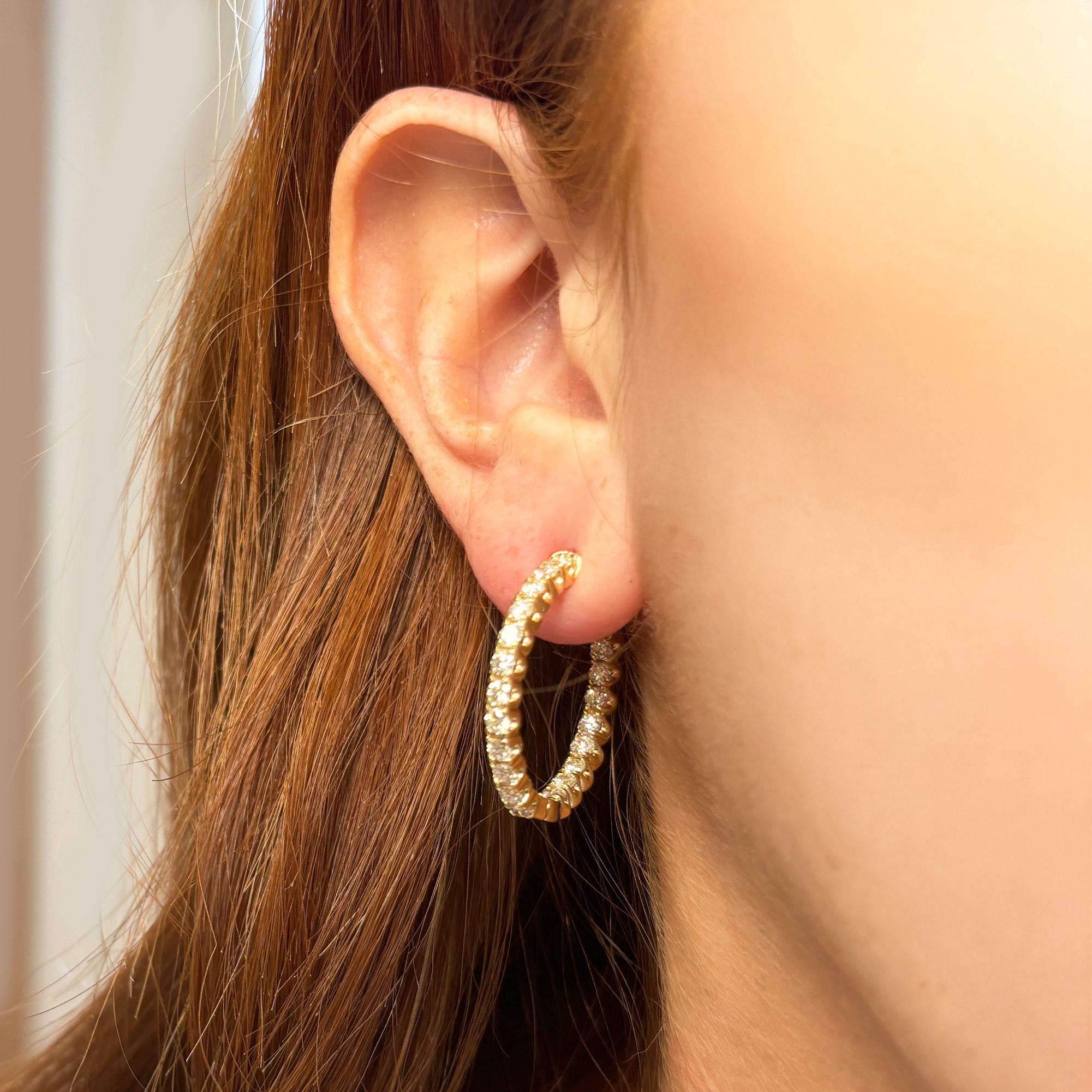Boucles d'oreilles en or jaune 14 carats avec diamant blanc de 2.01 CTW Neuf - En vente à GREAT NECK, NY