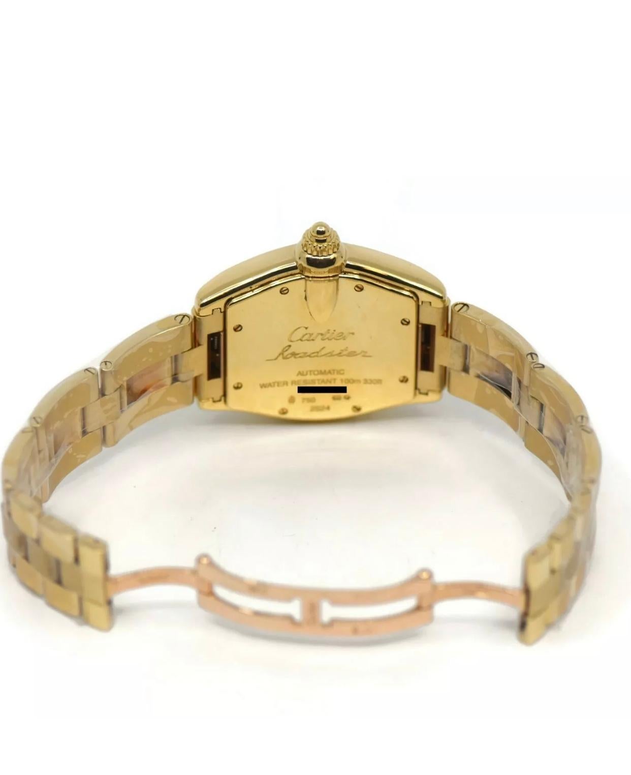Large size, 18K yellow gold case, silver sunray dial, automatic winding mechanical movement. 18K yellow gold bracelet
Case 37 MM
Brand Cartier
Model Roadster
Water RESISTANT 330FT/100M
18k Gold 201 Grams
2524
10167CE
Case material Yellow