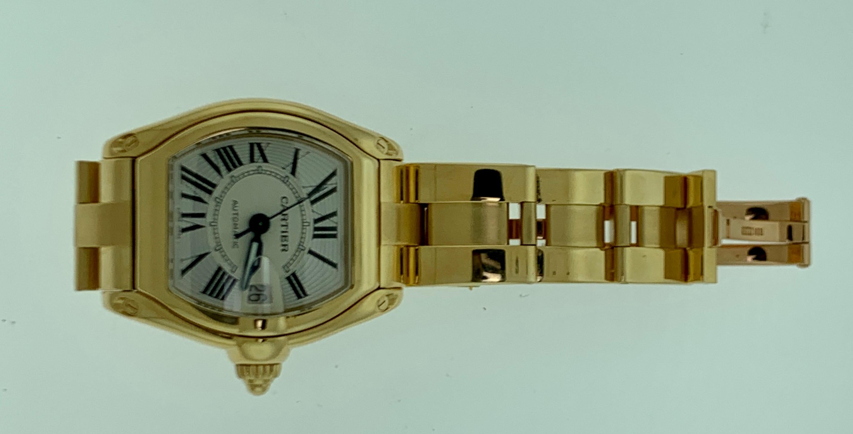 Cartier Roadster 201 Gm 18 Karat Solid Yellow Gold Large Model Automatic Watch In Excellent Condition In New York, NY