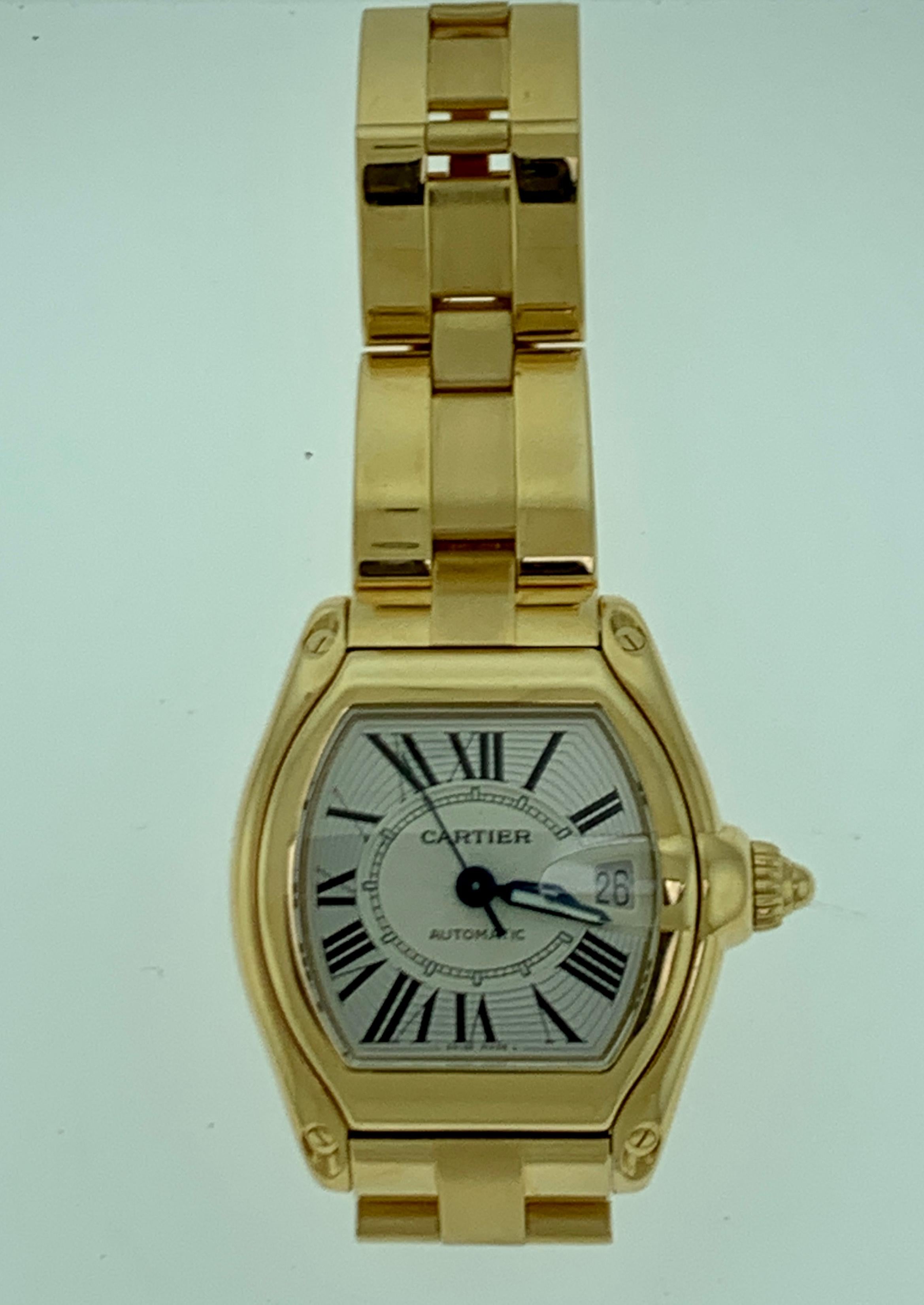 Women's or Men's Cartier Roadster 201 Gm 18 Karat Solid Yellow Gold Large Model Automatic Watch