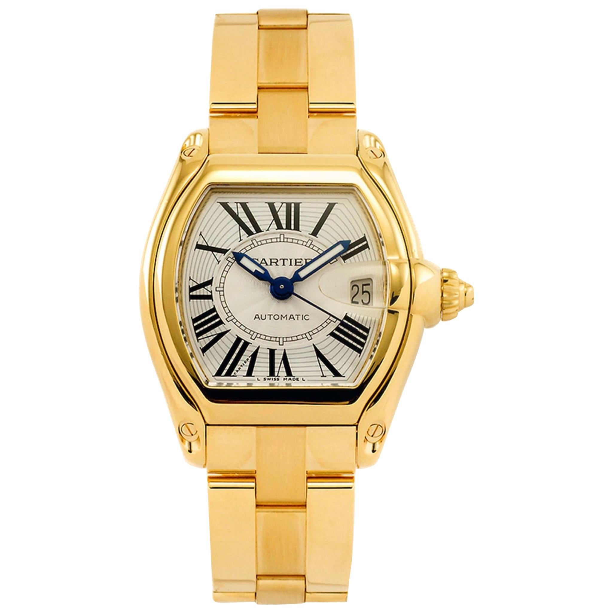 Cartier Roadster 201 Gm 18 Karat Solid Yellow Gold Large Model Automatic Watch