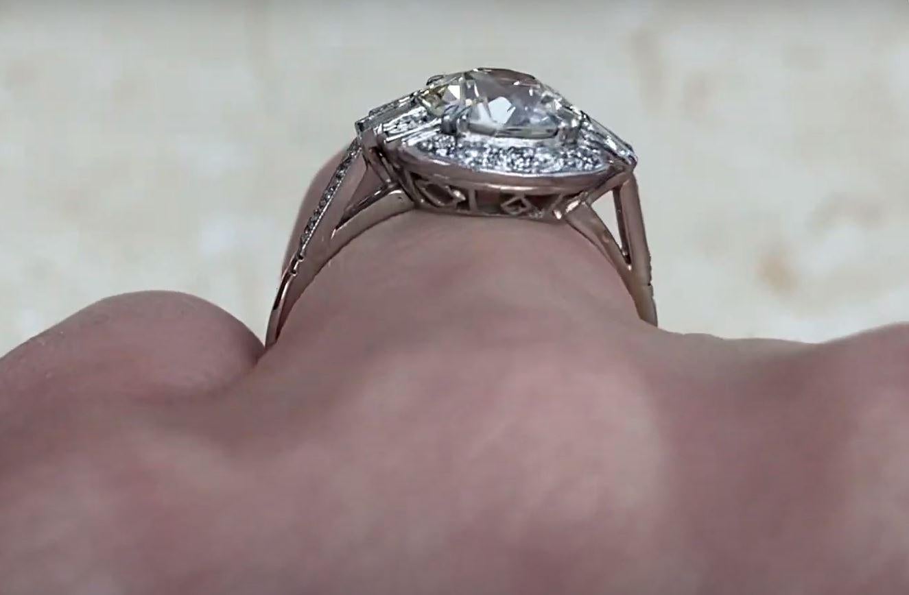 2.01 Old Euro-Cut Diamond Engagement Ring, Diamond Halo, Platinum 1