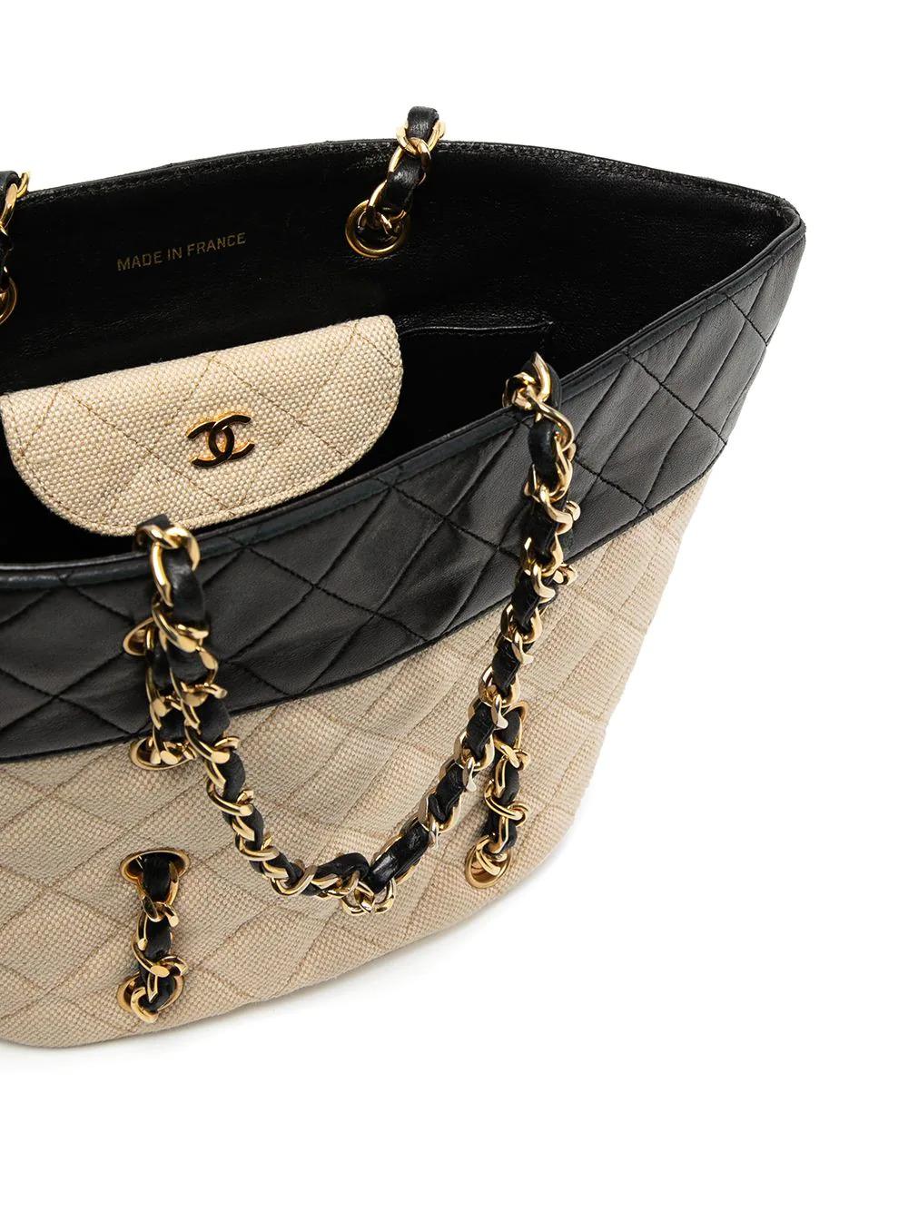 Chanel Vintage Small Bi-color Chain Tote In Good Condition In London, GB